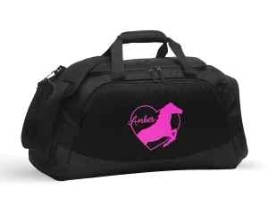 Custom Gym Duffle Bag with Shoe Compartment | Personalized Travel Duffle Bag for Men & Women | Large Sports Duffel Bag for Travel, Great for Storing Gear, Clothing, Modesto Horse Heart Black