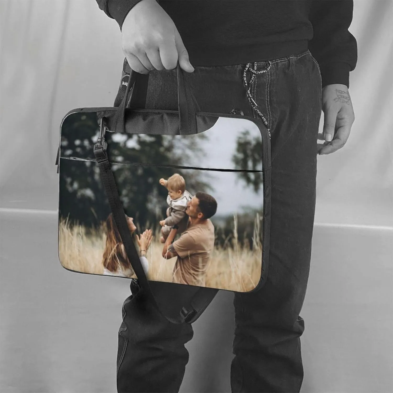 Custom Laptop Bag Messenger & Shoulder Bags Add Photo Text Computer Carrying Case with Strap