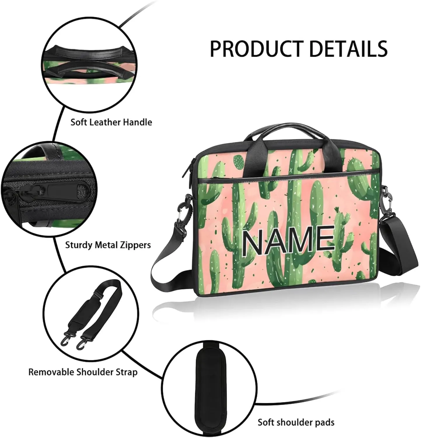 Custom Laptop Bag with Name Personalized 15 Inch Shoulder Computer Bag