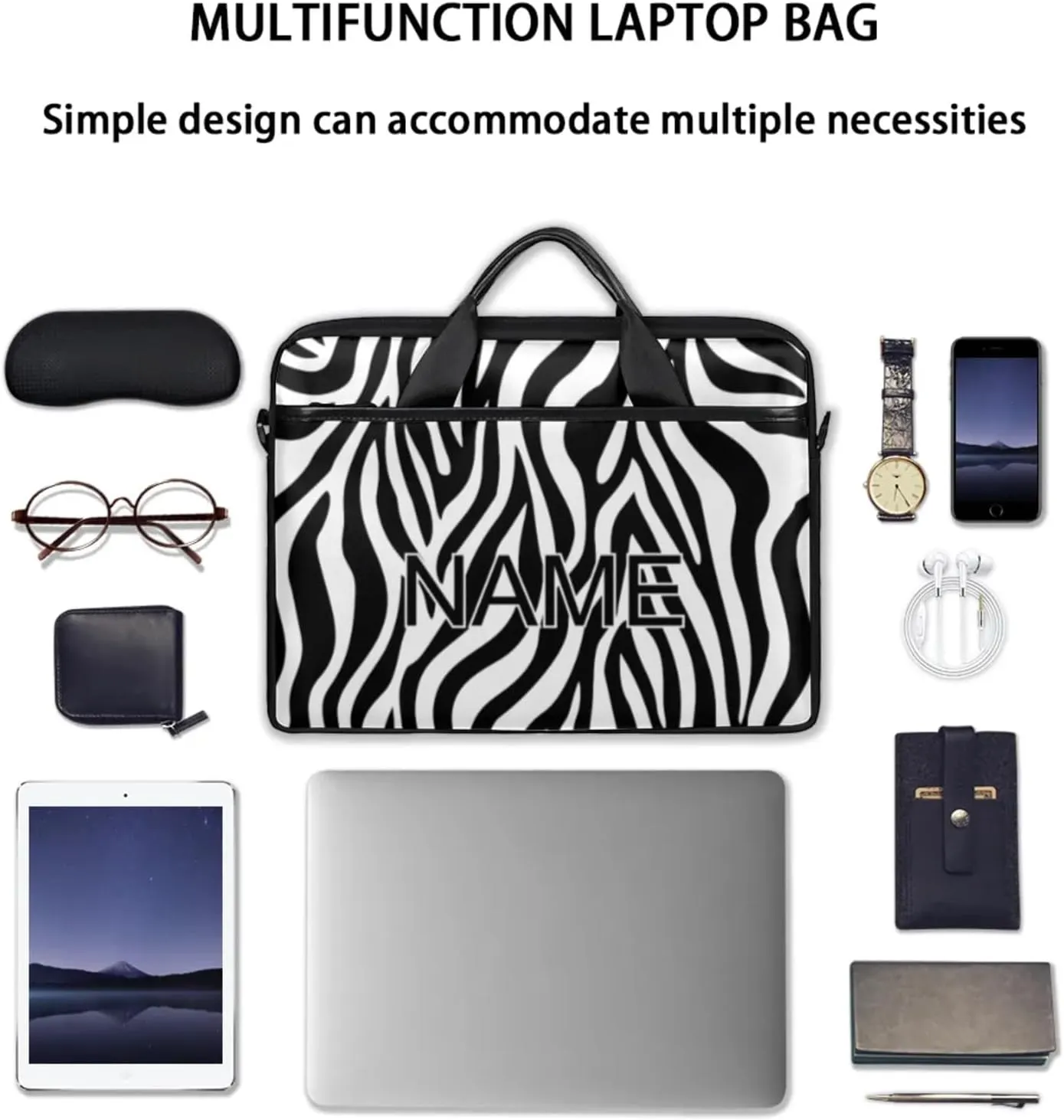 Custom Laptop Bag with Name Personalized 15 Inch Shoulder Computer Bag