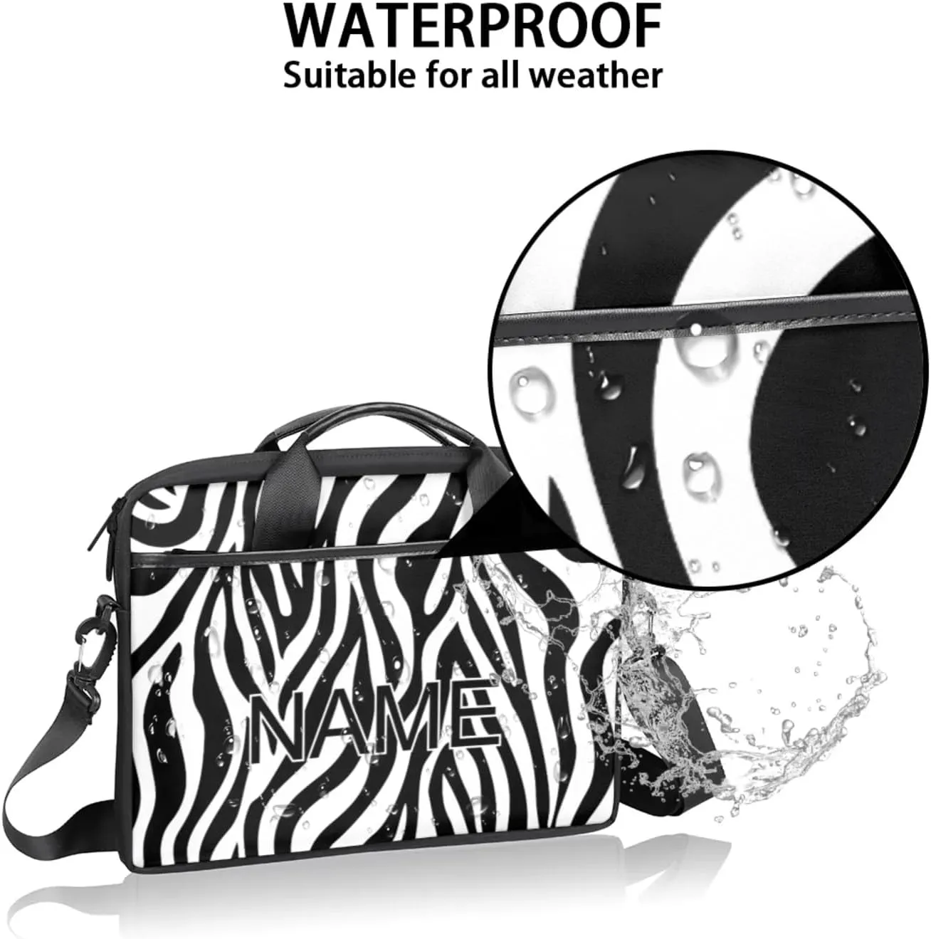 Custom Laptop Bag with Name Personalized 15 Inch Shoulder Computer Bag