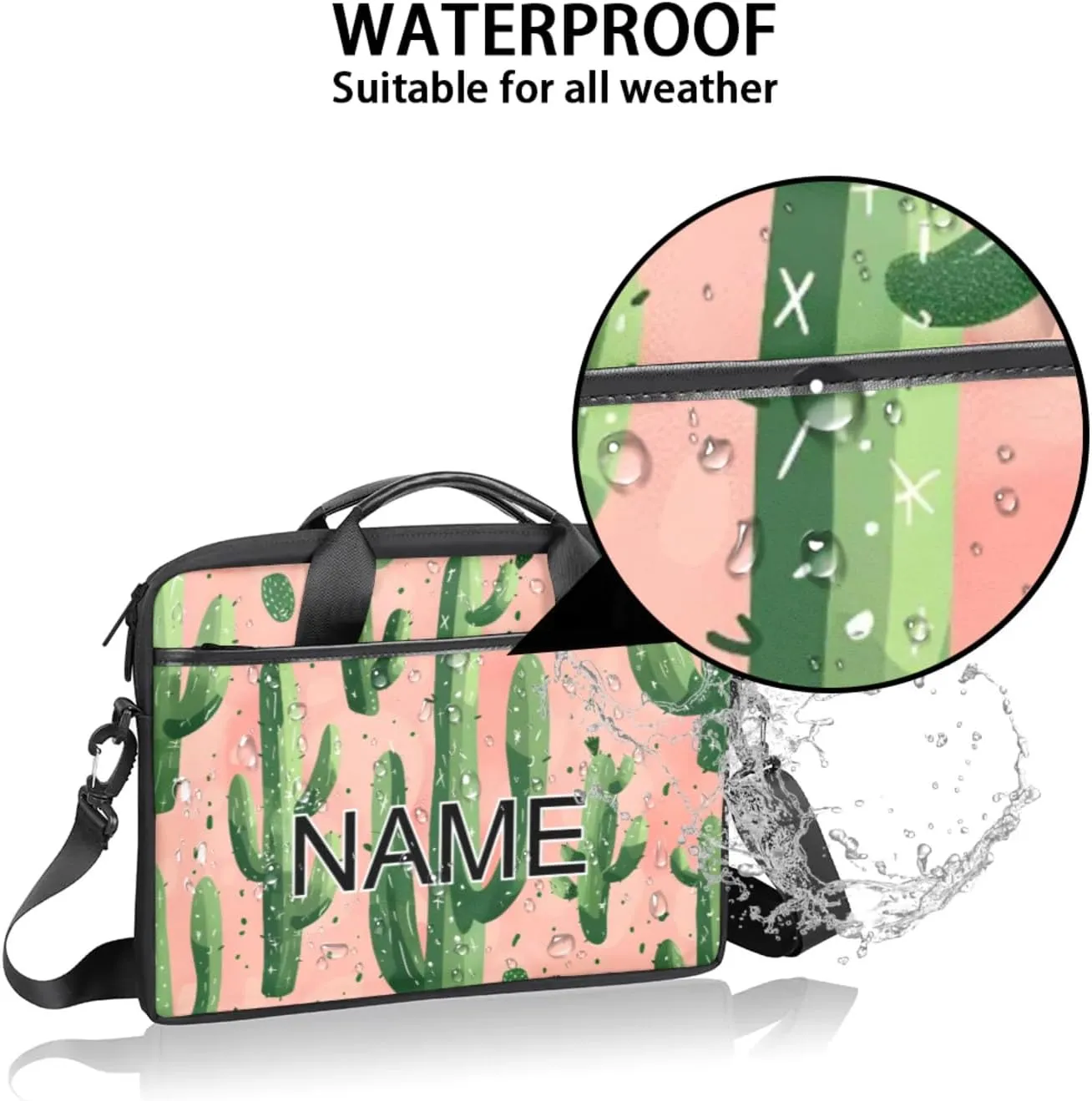 Custom Laptop Bag with Name Personalized 15 Inch Shoulder Computer Bag