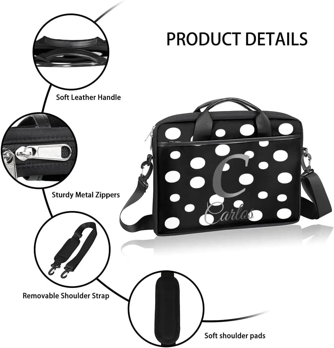 Custom Laptop Bag with Name, Personalized Shoulder Bag for Laptop, Customized Portable Computer Bag for Business (BG)