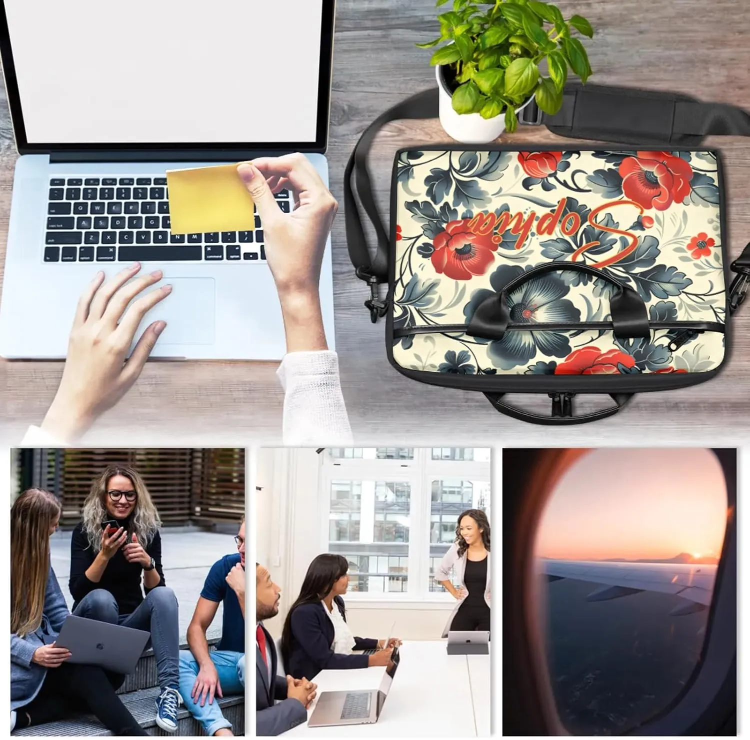 Custom Laptop-Bag with Name,Lightweight Portable Personalized Shoulder Computer-Bag,Customized Briefcase for Women