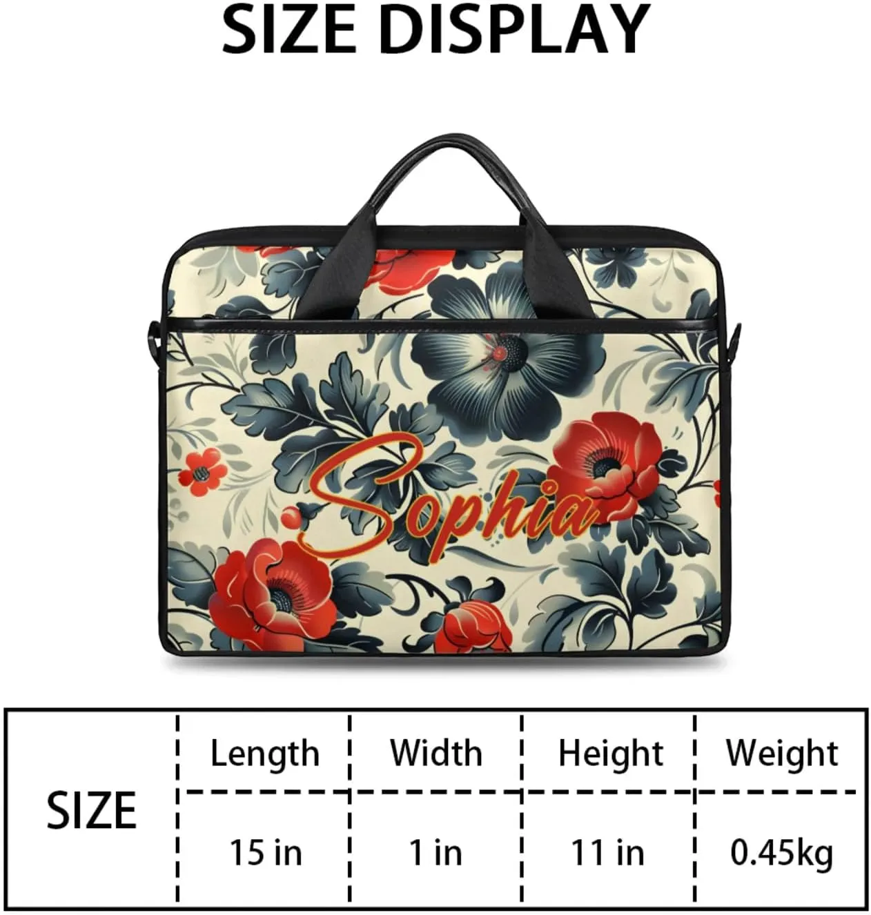 Custom Laptop-Bag with Name,Lightweight Portable Personalized Shoulder Computer-Bag,Customized Briefcase for Women