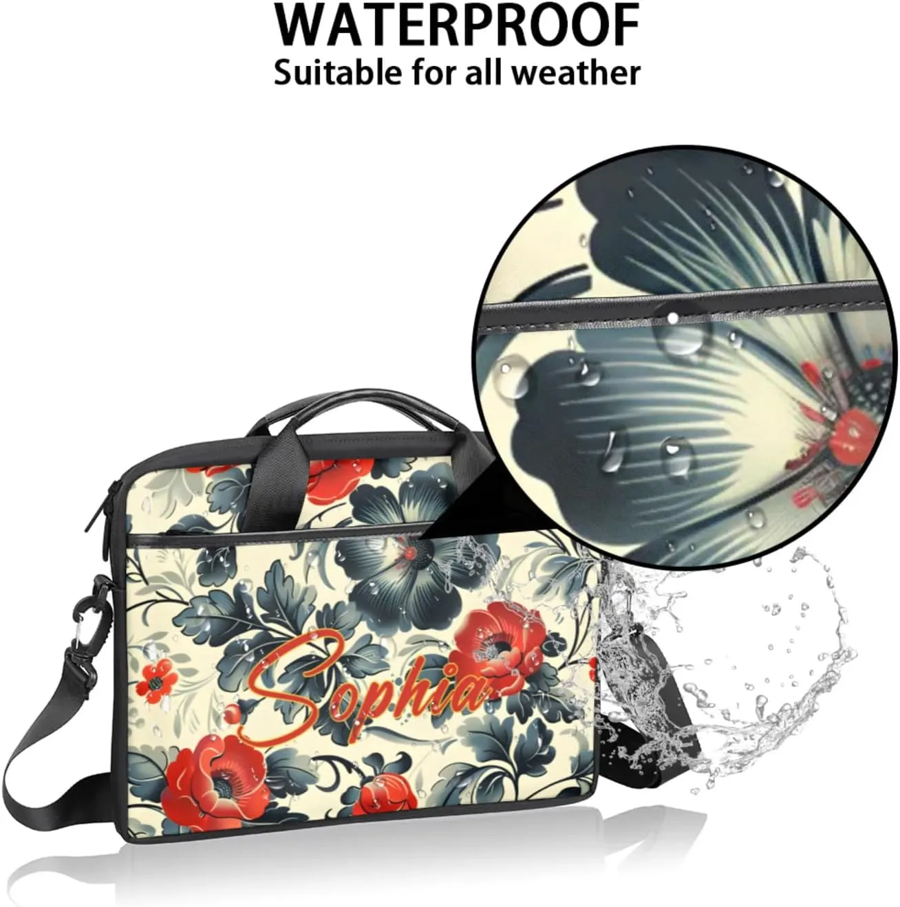 Custom Laptop-Bag with Name,Lightweight Portable Personalized Shoulder Computer-Bag,Customized Briefcase for Women