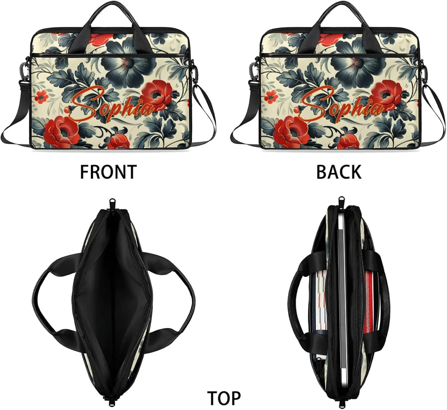 Custom Laptop-Bag with Name,Lightweight Portable Personalized Shoulder Computer-Bag,Customized Briefcase for Women