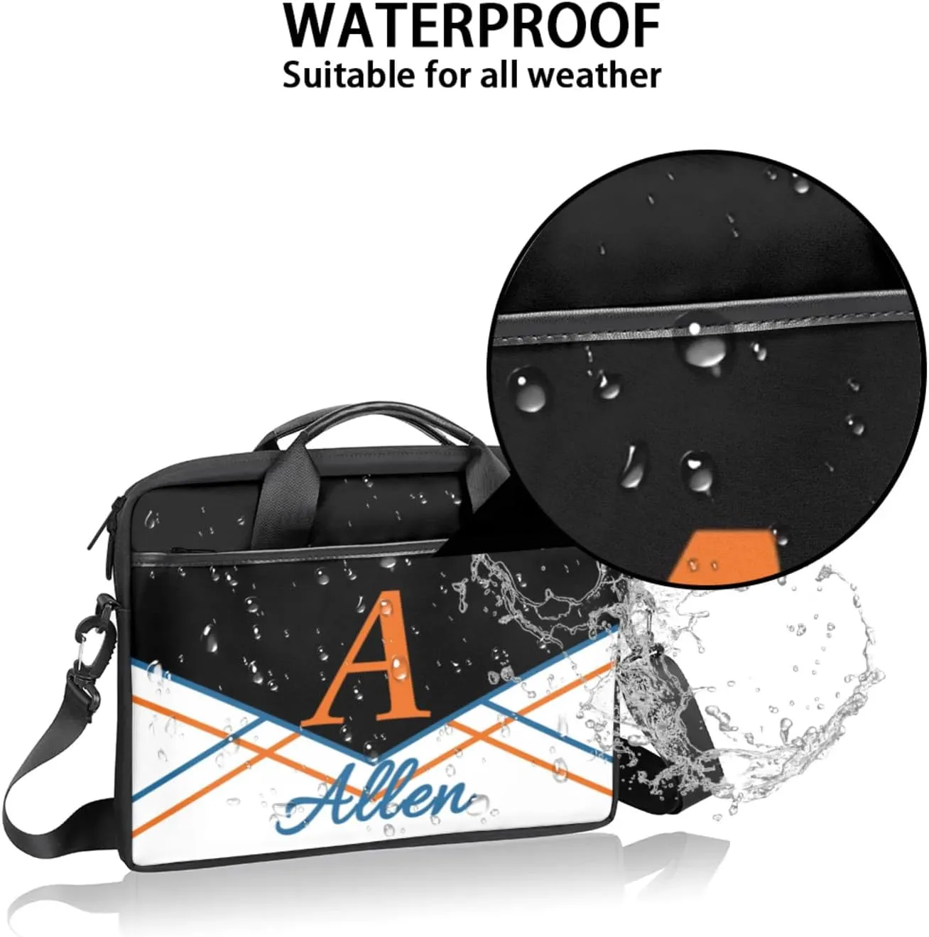 Custom Laptop Bag,Personalized Shoulder Bag for Laptop,Portable Computer Bag,Gifts for Business Office White Stitching