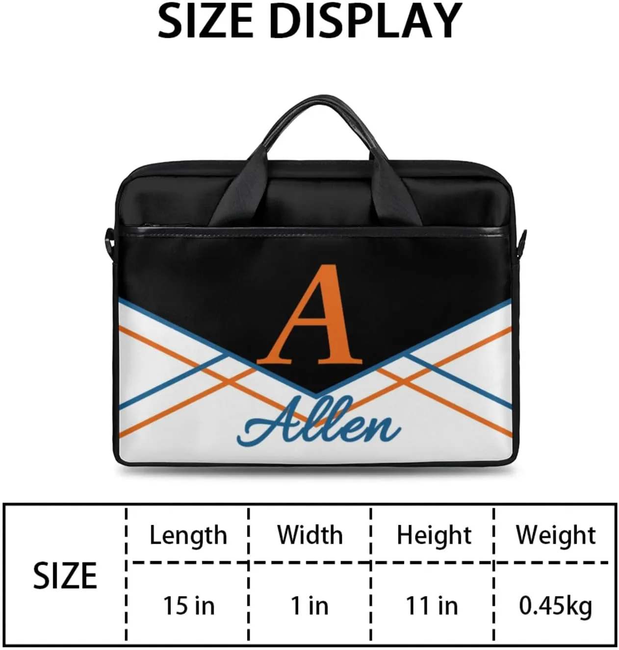 Custom Laptop Bag,Personalized Shoulder Bag for Laptop,Portable Computer Bag,Gifts for Business Office White Stitching