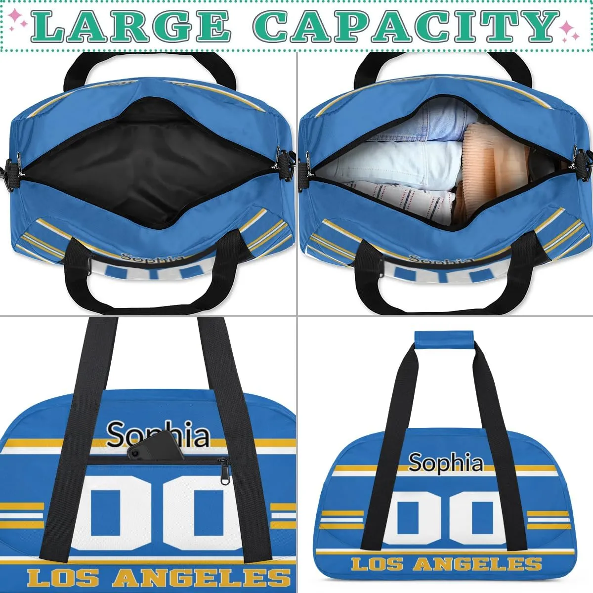 Custom Name American Football Sports Bag, Personalized Rugby Balls Sports Gym Duffel Bag, Travel Weekender Tote Carry-On Training Perform Bag, Sports Rugby