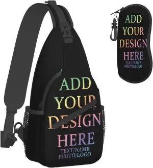 Custom Sling Backpack Personalized Crossbody Sling Bags Leisure Sports Outdoor Custom Bag for Women Men Backpack Optional Color Add Your Name Logo Text or Image Here