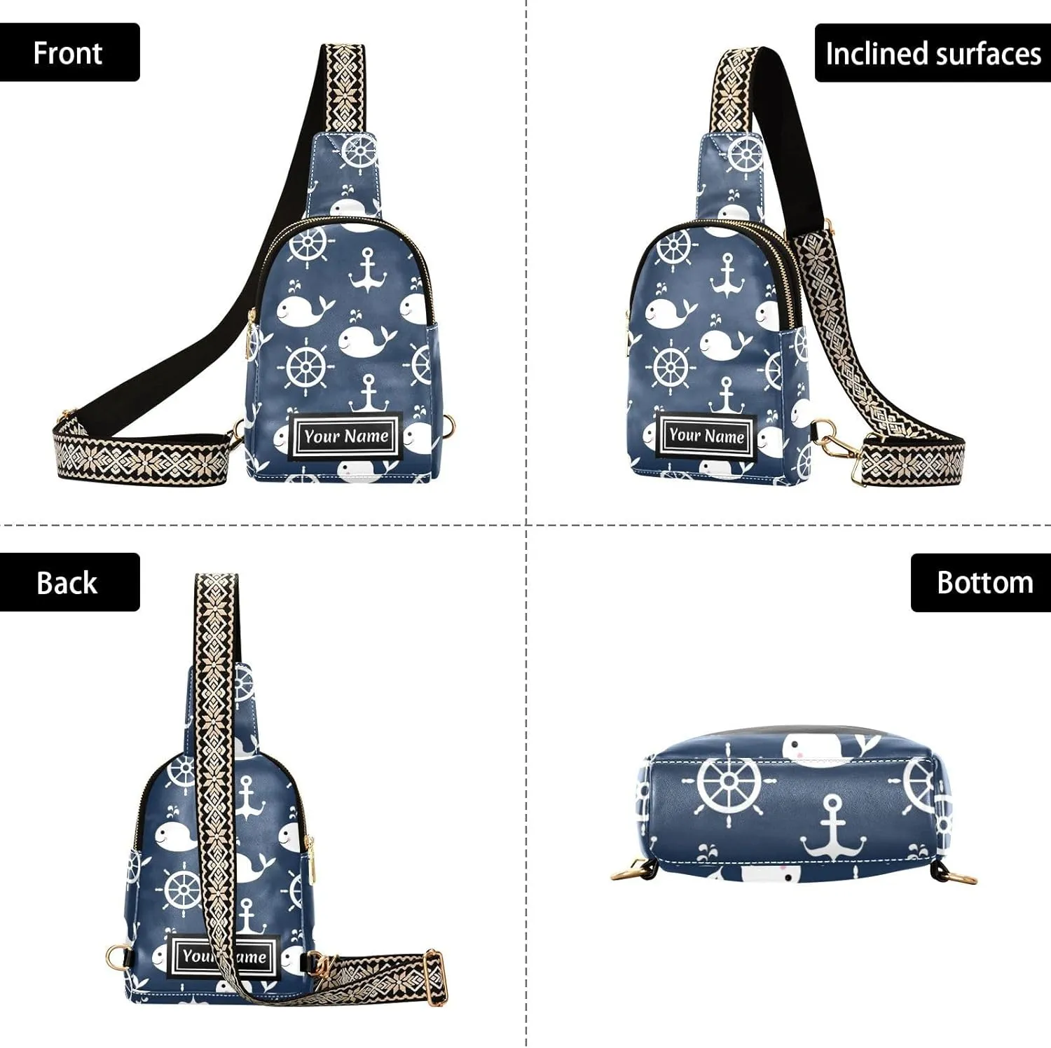 Custom Sling Bag for Women Cute Personalized Leather Crossbody Shoulder Bags Chest Bag