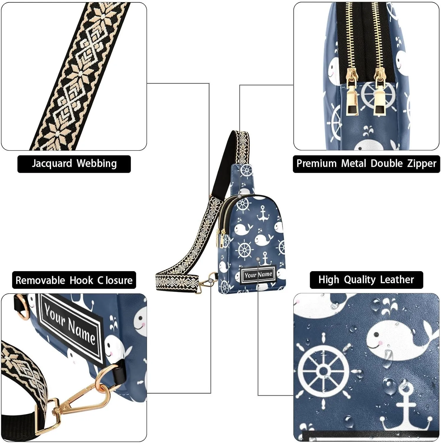 Custom Sling Bag for Women Cute Personalized Leather Crossbody Shoulder Bags Chest Bag