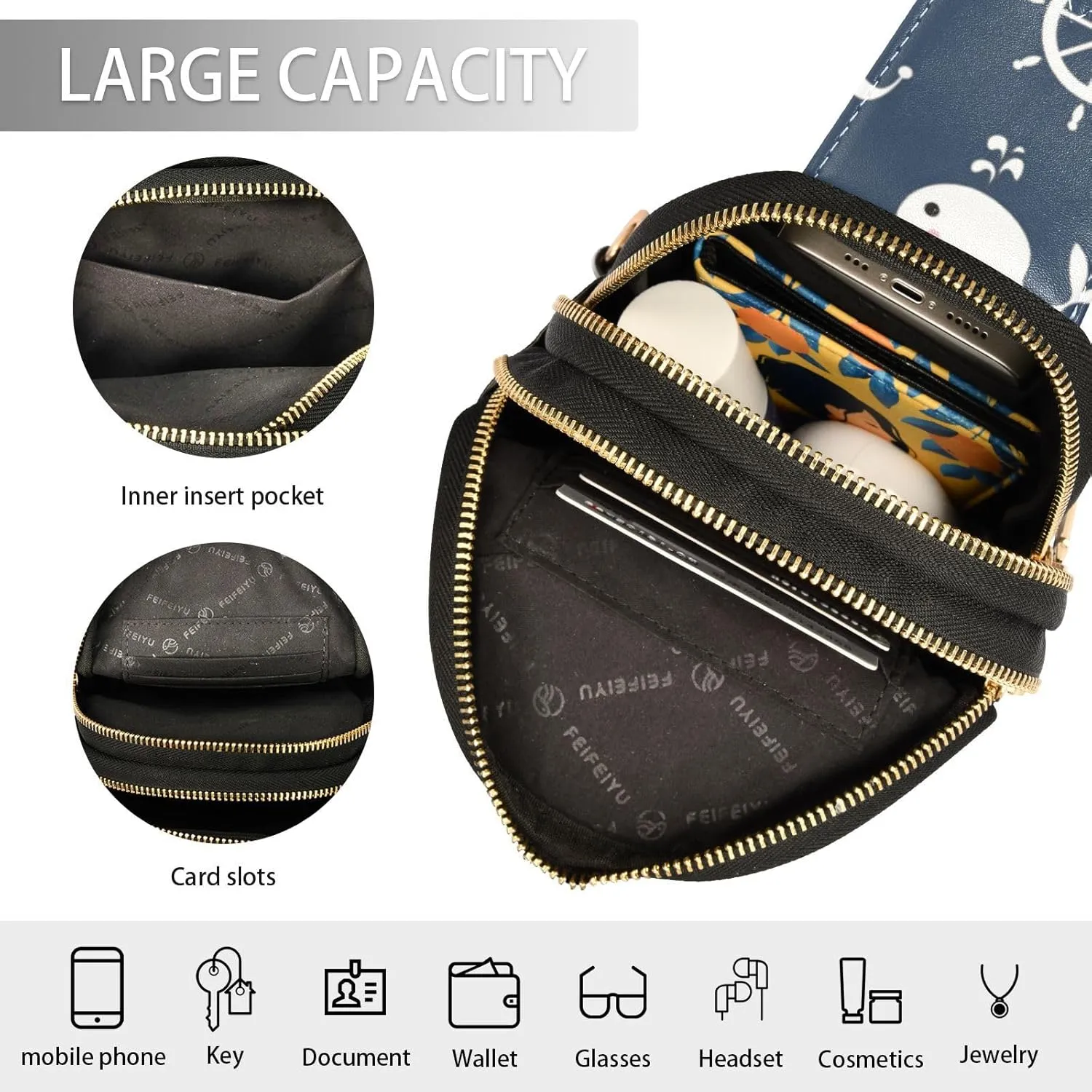 Custom Sling Bag for Women Cute Personalized Leather Crossbody Shoulder Bags Chest Bag