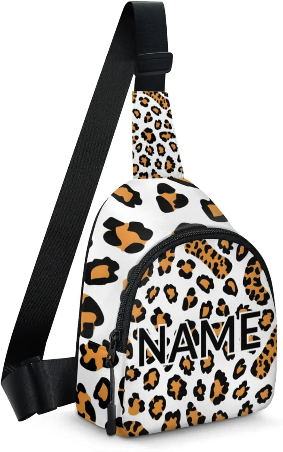 Custom Sling Bag Leopard Print Cross Body Customize Chest Bag Brown Animals Daypack for Outdoors Travel Hiking Sports