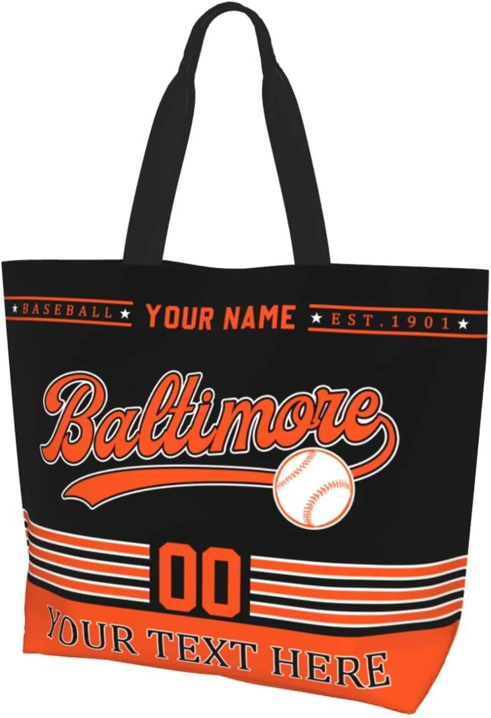 Custom Tote Bags Personalized Custom Baseball Shoulder Bag Shopping Tote Beach Travel Handbag for Women Fans Gift