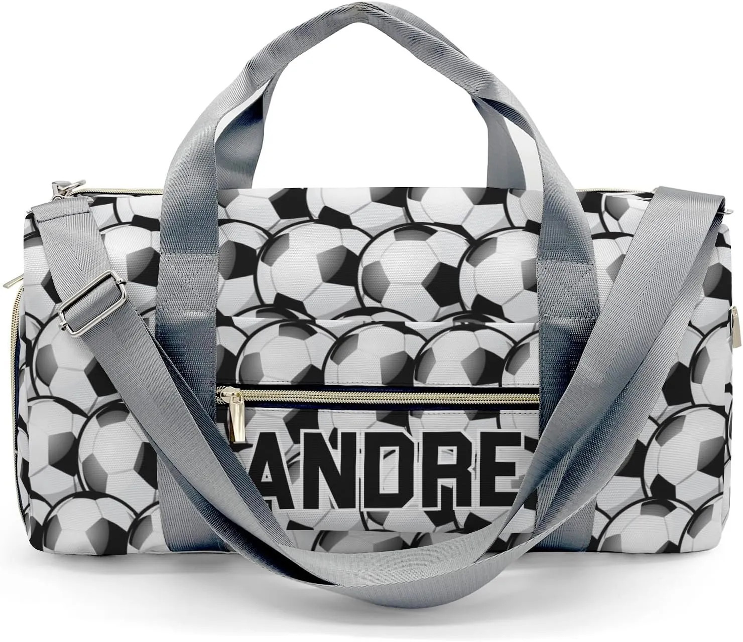 Customized Travel Duffel Bag with Name Arrange Football Personalized Sports Gym Bag Waterproof Weekend Luggage Bag