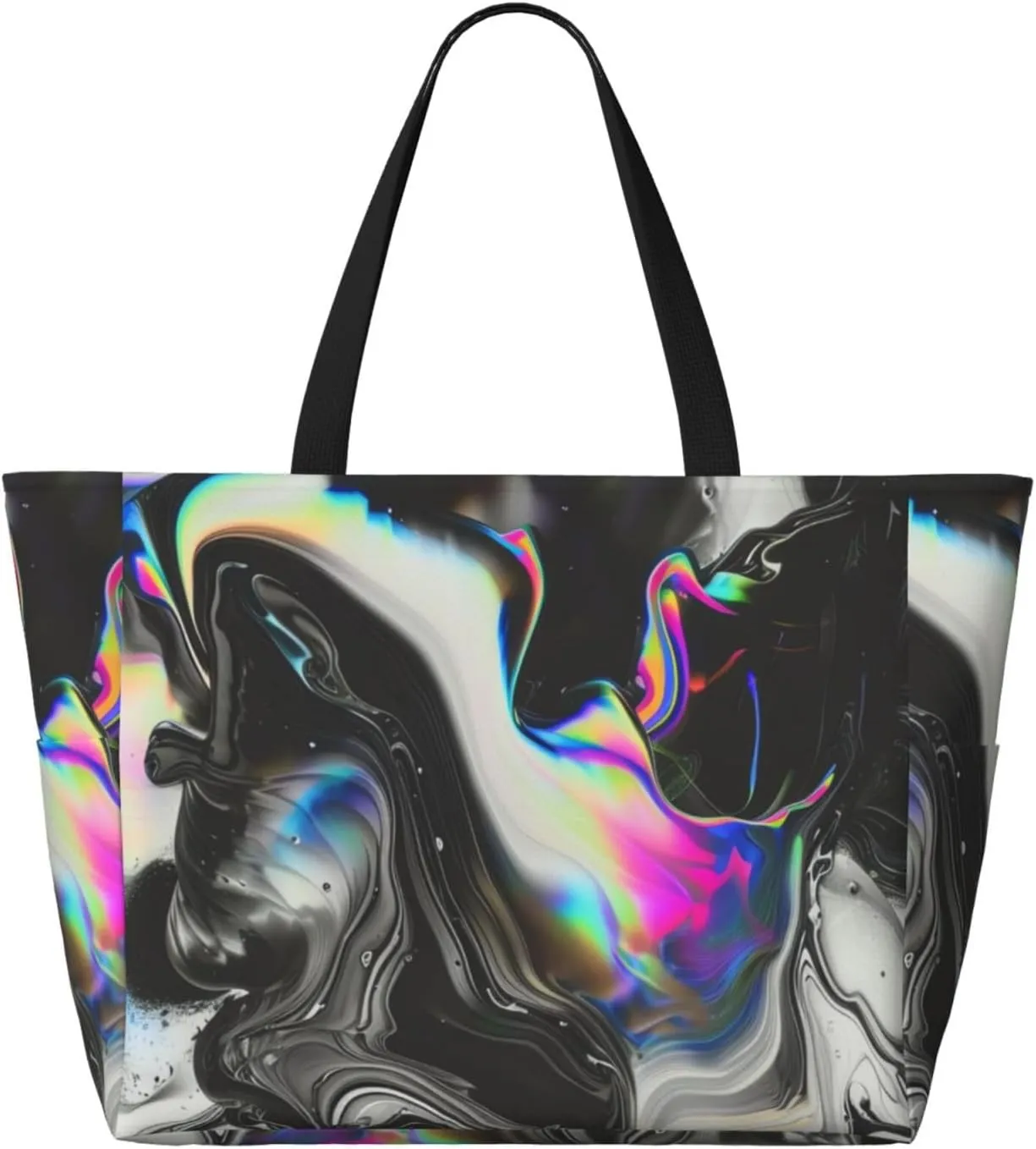 Cute Beach Tote Pool Bags for Women-Large Gym Grocery Tote Travel Towel Bag Reusable Handbags,7 Pockets, Zipper