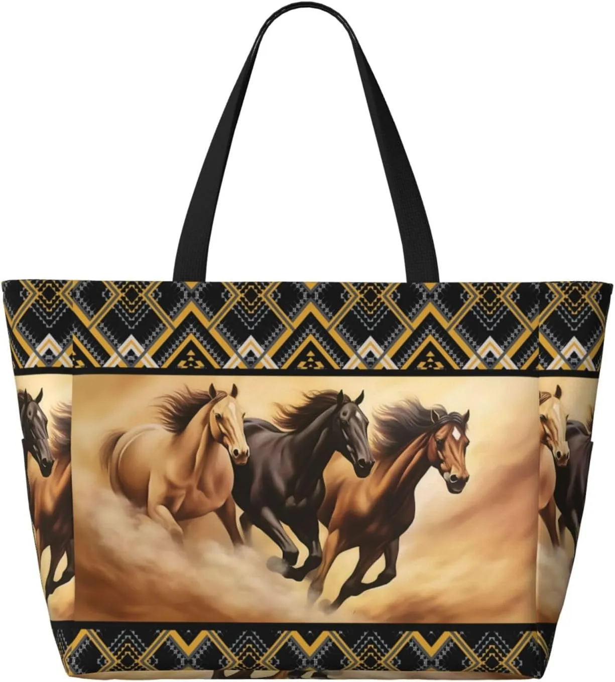 Cute Beach Tote Pool Bags for Women-Large Gym Grocery Tote Travel Towel Bag Reusable Handbags,7 Pockets, Zipper