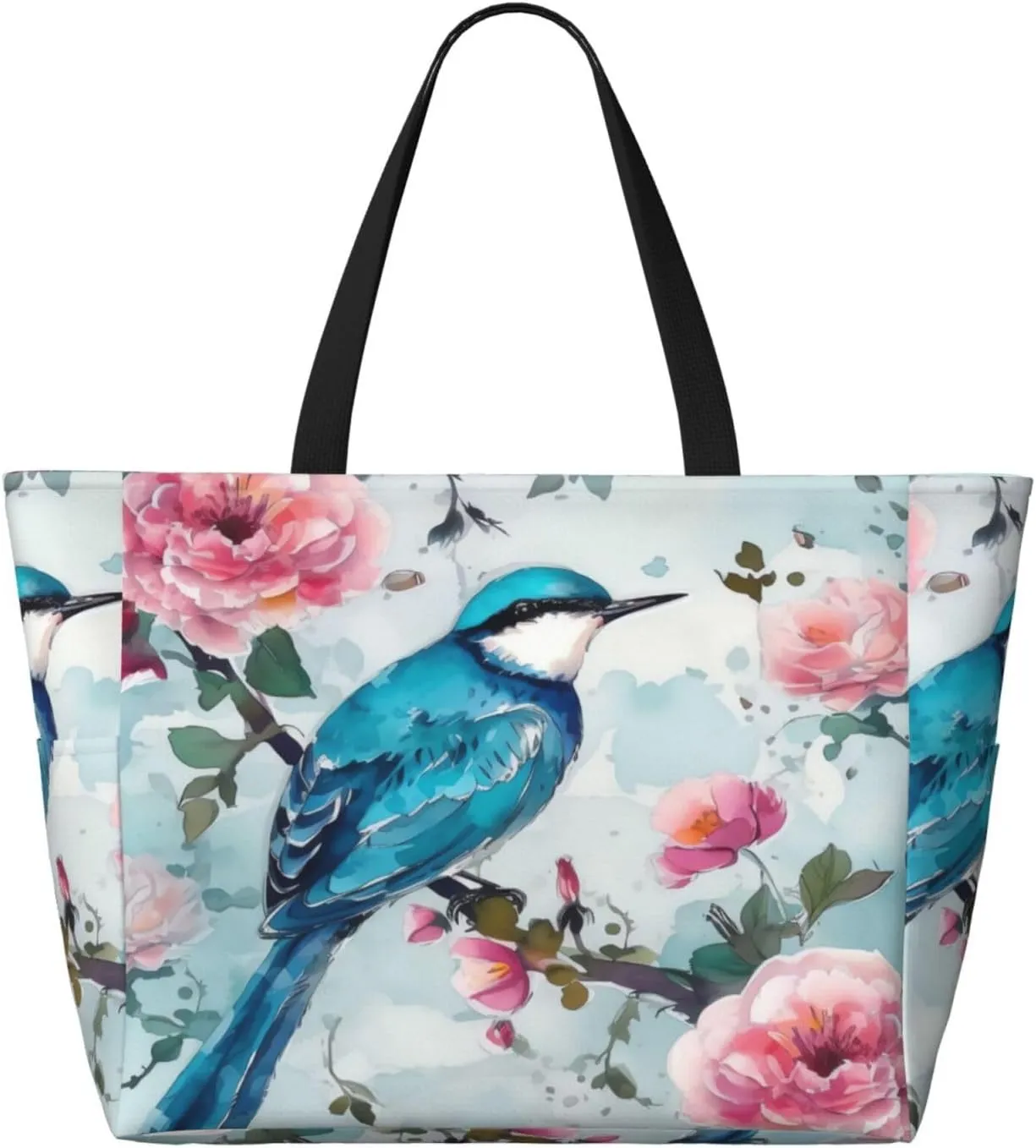 Cute Beach Tote Pool Bags for Women-Large Gym Grocery Tote Travel Towel Bag Reusable Handbags,7 Pockets, Zipper