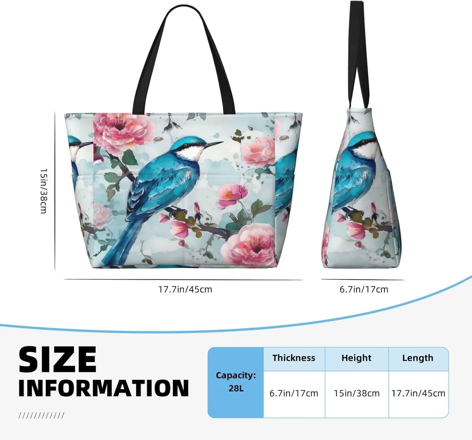 Cute Beach Tote Pool Bags for Women-Large Gym Grocery Tote Travel Towel Bag Reusable Handbags,7 Pockets, Zipper