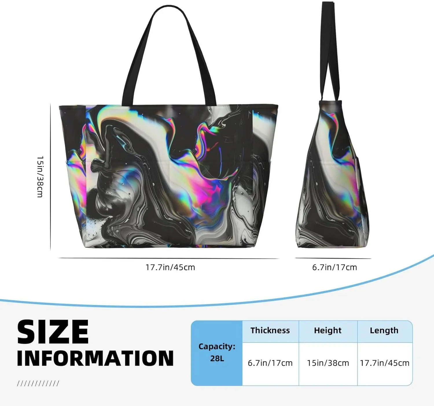 Cute Beach Tote Pool Bags for Women-Large Gym Grocery Tote Travel Towel Bag Reusable Handbags,7 Pockets, Zipper
