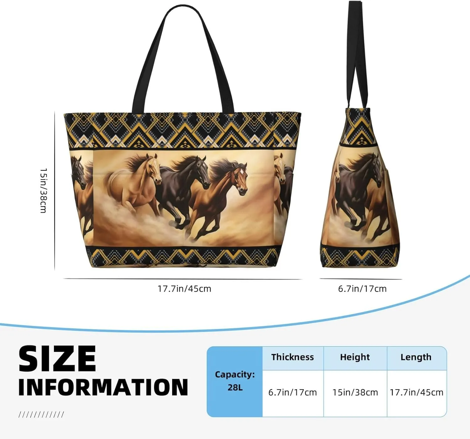 Cute Beach Tote Pool Bags for Women-Large Gym Grocery Tote Travel Towel Bag Reusable Handbags,7 Pockets, Zipper