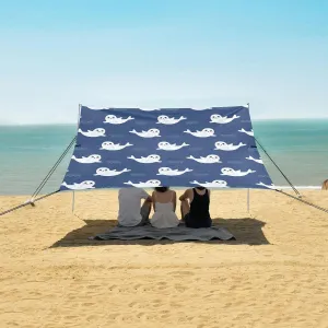 Cute Cartoon Fur Seal Beach Canopy Tent Anti-UV & Wind Resistant, Camping Sun Shelter Easy Setup Portable,Outdoor Shade Tents with Sandbags,Sand Shovels,Ground Pegs & Stability Poles