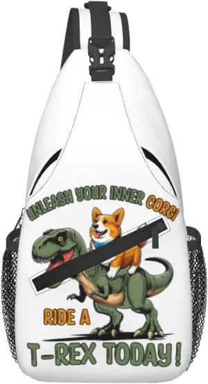 Cute Corgi Crossbody Sling Backpack Sling Bag Adjustable Chest Shoulder Daypack For Women Men
