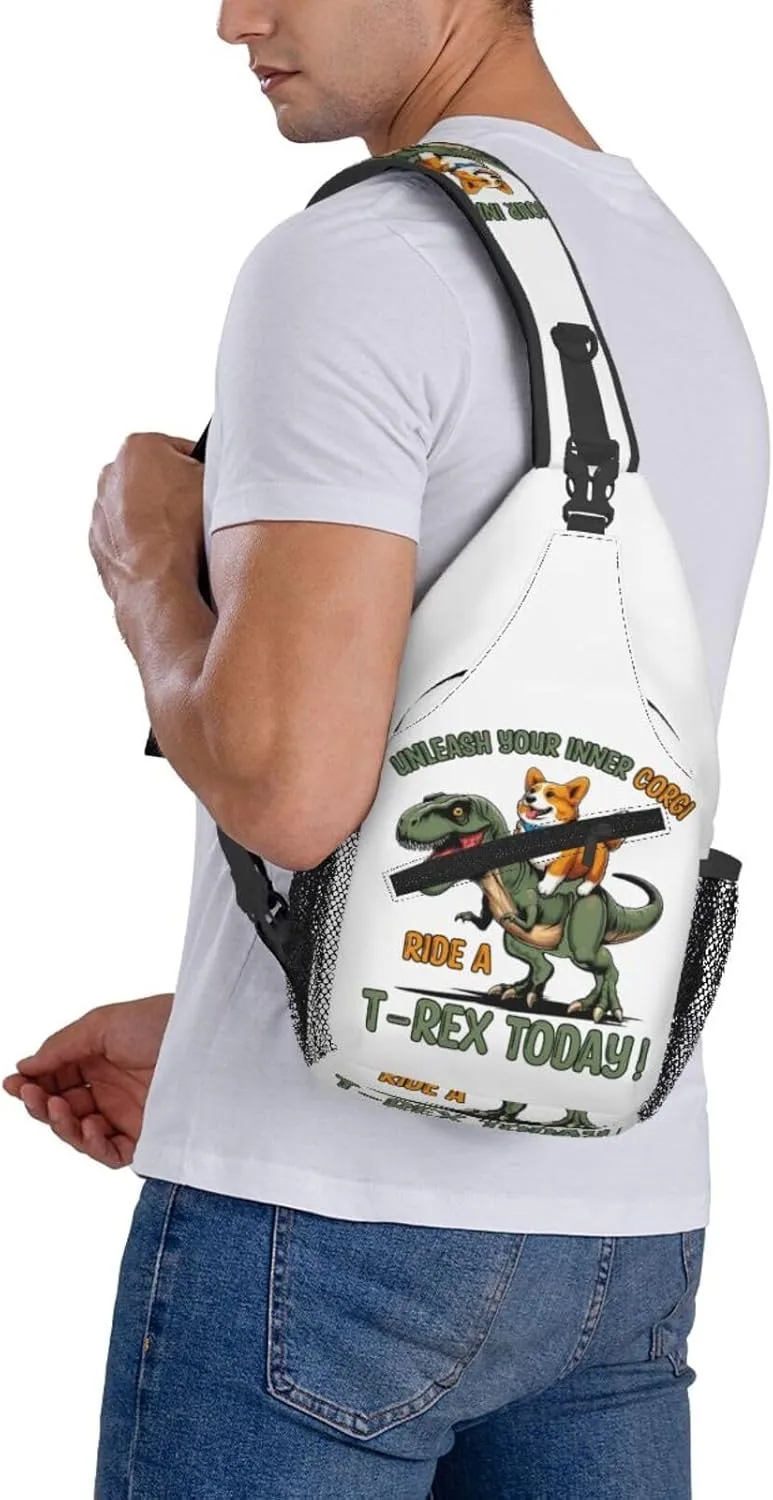 Cute Corgi Crossbody Sling Backpack Sling Bag Adjustable Chest Shoulder Daypack For Women Men