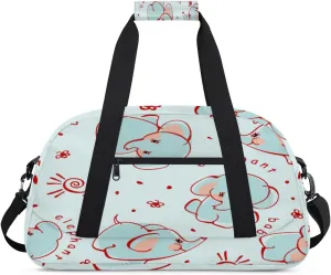 Cute Elephant Gym Duffel Bag for Men Women Cartoon Elephant Sports Tote Bag with Adjustable Shoulder Strap for Dance Gymnastics Traveling Outdoor Camping Overnight Stay