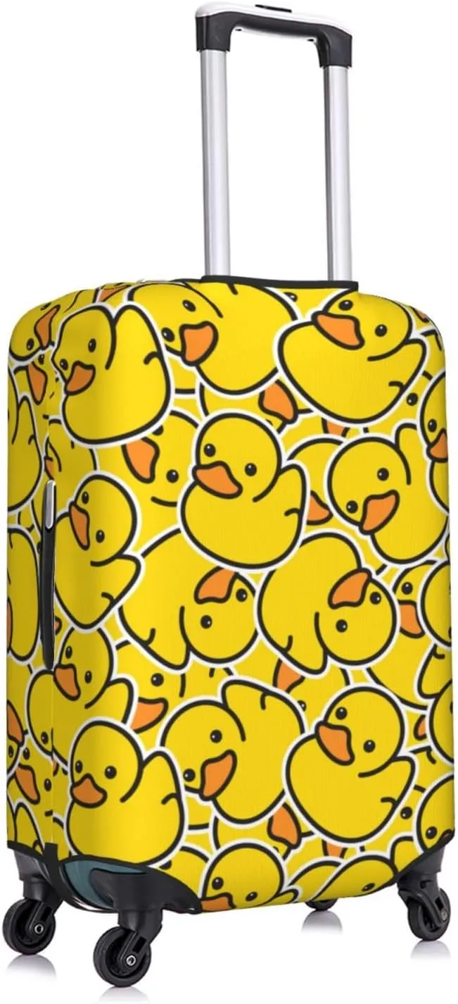 Cute Rubber Ducks Luggage Suitcase Covers Elastic Washable Yellow Cartoon Ducky Luggage Protector Travel Suitcase Protective Cover For Kid And Adult, S (Fit 18-21 Inch Luggage)