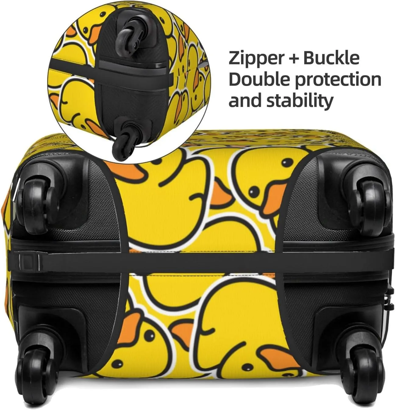 Cute Rubber Ducks Luggage Suitcase Covers Elastic Washable Yellow Cartoon Ducky Luggage Protector Travel Suitcase Protective Cover For Kid And Adult, S (Fit 18-21 Inch Luggage)