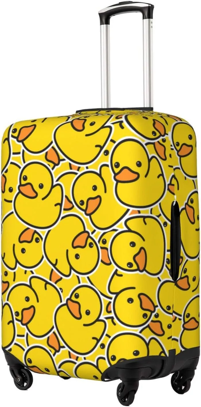 Cute Rubber Ducks Luggage Suitcase Covers Elastic Washable Yellow Cartoon Ducky Luggage Protector Travel Suitcase Protective Cover For Kid And Adult, S (Fit 18-21 Inch Luggage)