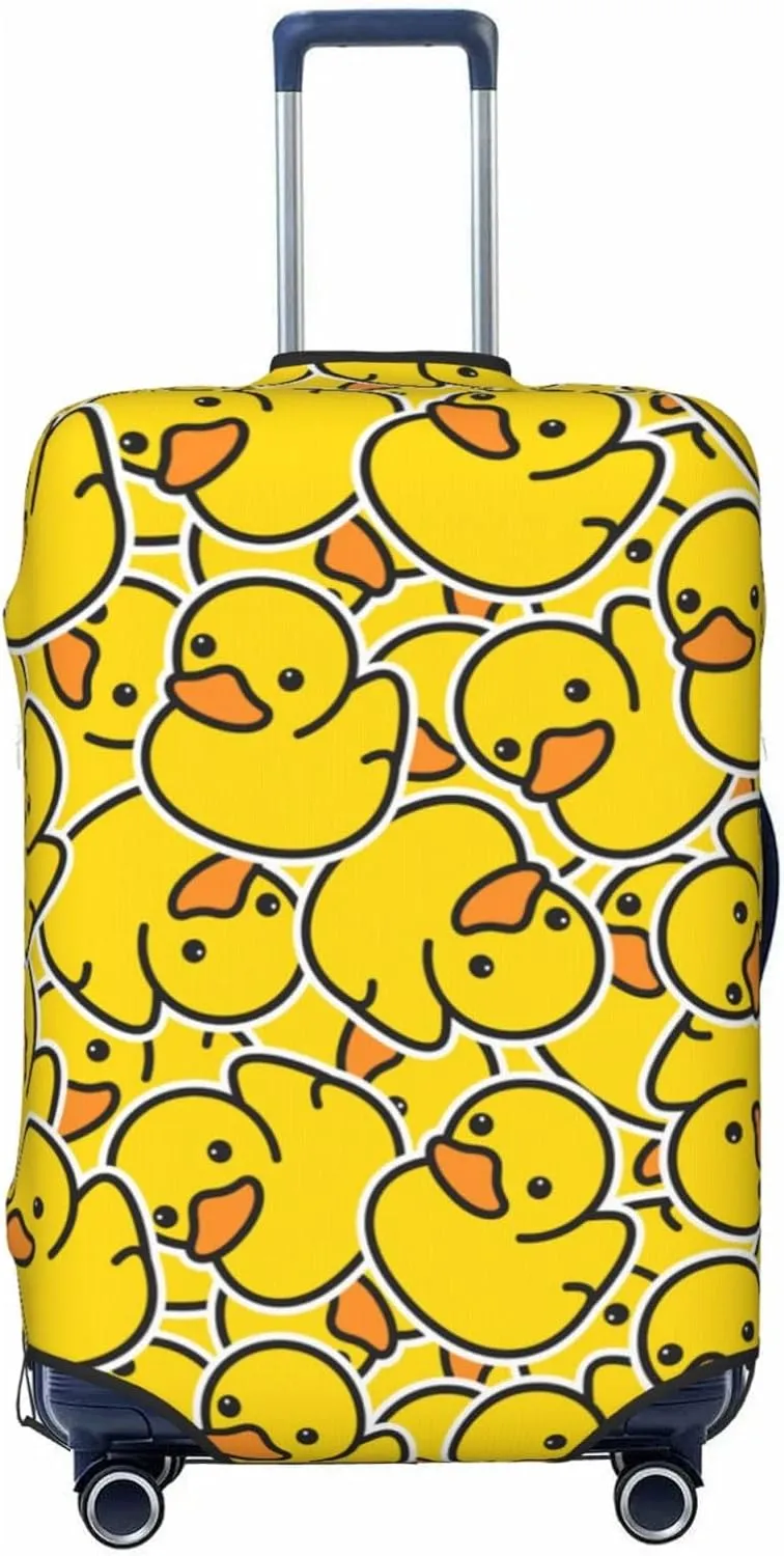 Cute Rubber Ducks Luggage Suitcase Covers Elastic Washable Yellow Cartoon Ducky Luggage Protector Travel Suitcase Protective Cover For Kid And Adult, S (Fit 18-21 Inch Luggage)