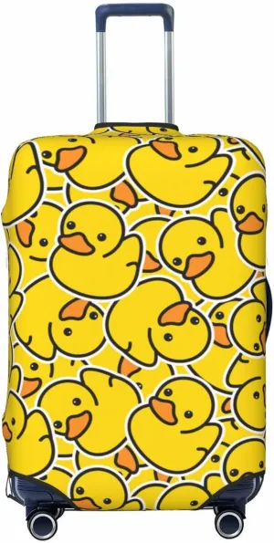 Cute Rubber Ducks Luggage Suitcase Covers Elastic Washable Yellow Cartoon Ducky Luggage Protector Travel Suitcase Protective Cover For Kid And Adult, S (Fit 18-21 Inch Luggage)