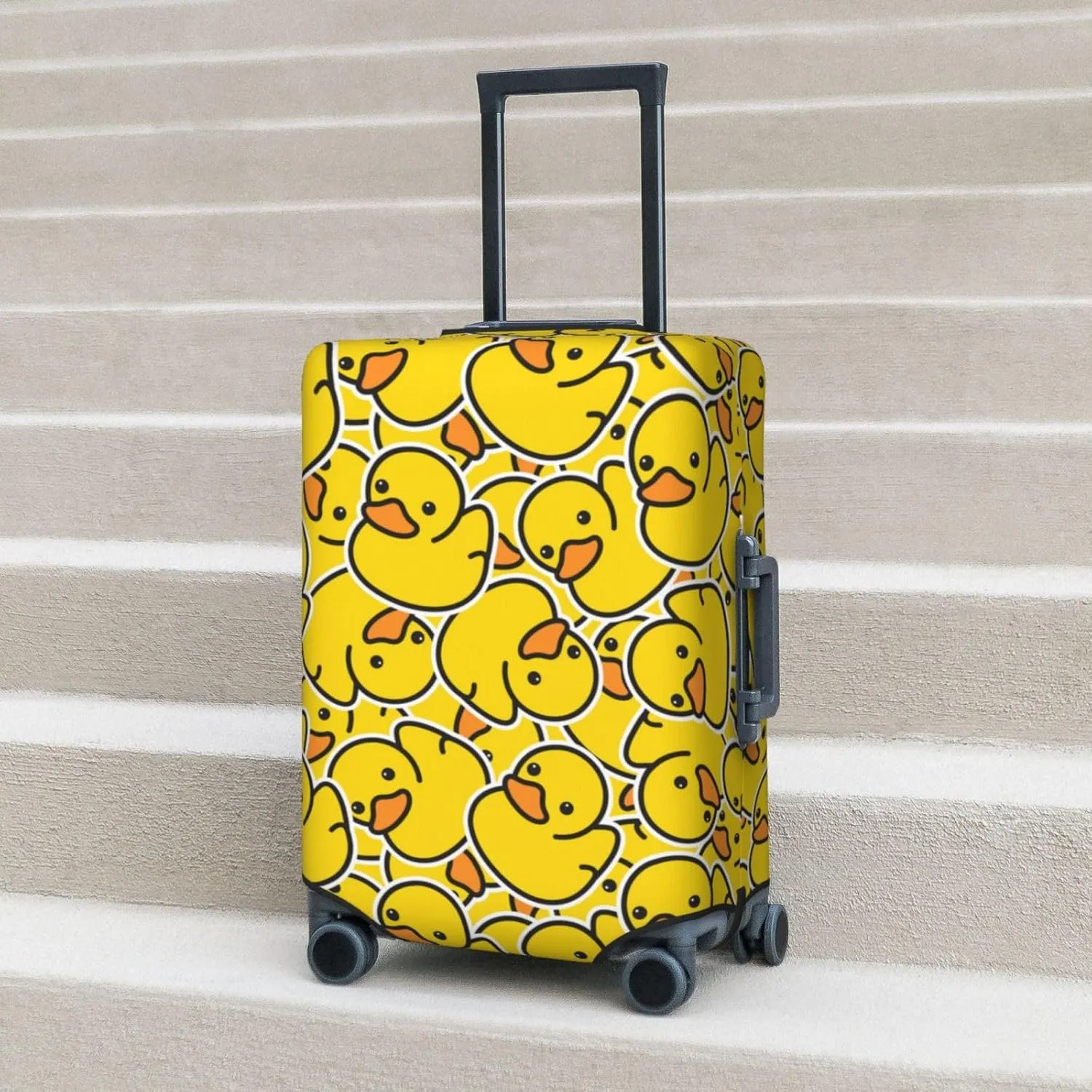 Cute Rubber Ducks Luggage Suitcase Covers Elastic Washable Yellow Cartoon Ducky Luggage Protector Travel Suitcase Protective Cover For Kid And Adult, S (Fit 18-21 Inch Luggage)