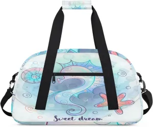 Cute Seahorse Gym Duffel Bag for Men Women Seahorse Sports Tote Bag with Adjustable Shoulder Strap for Dance Gymnastics Traveling Outdoor Camping Overnight Stay