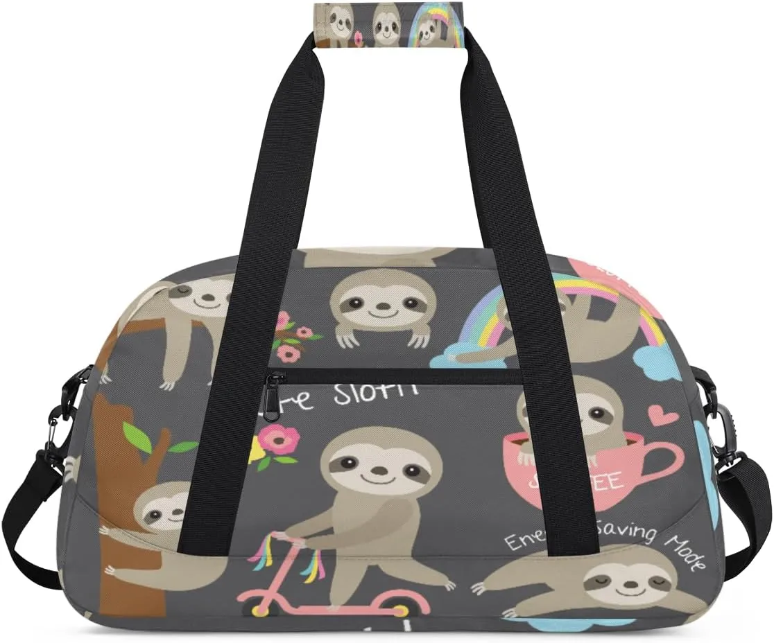Cute Sloth Gym Duffel Bag for Men Women Naughty Sloth Sports Tote Bag with Adjustable Shoulder Strap for Dance Gymnastics Traveling Outdoor Camping Overnight Stay