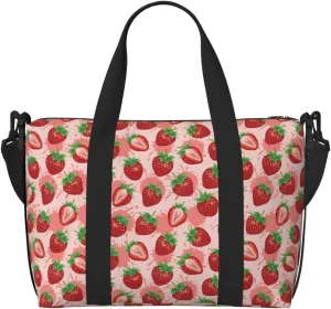 Cute Strawberry Juice Large Laptop Tote Travel Work Bag For Women Men Gym Beach Bag For Women Crossbody Carry On Shoulder Bag With Compartments Zipper,Overnight Weekender Bags