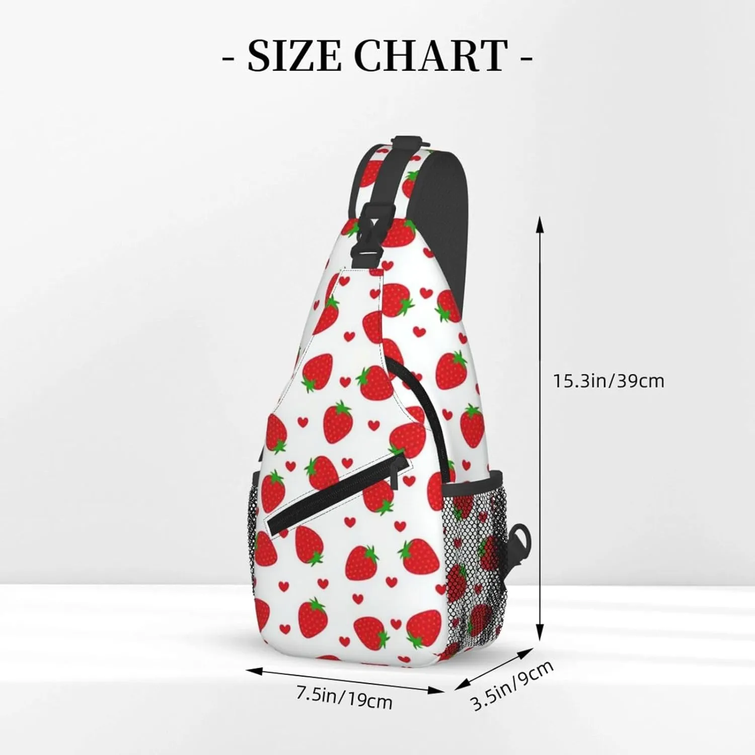 Cute Strawberry Print Sling Bags Crossbody Daypack Hiking Shoulder Strawberry Backpack for Women Men Travel Bag