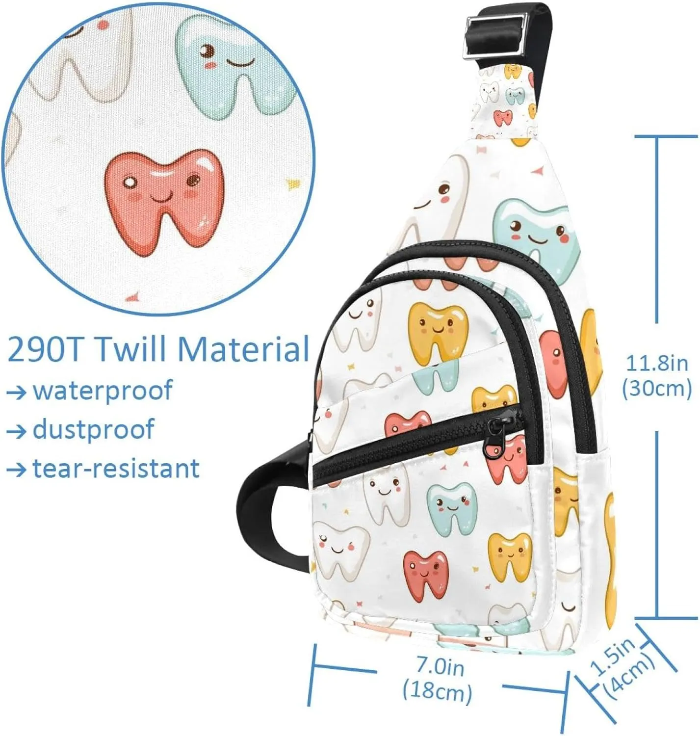 cute teeth (2) Sling Bag for Women Men Crossbody Shoulder Tote Blet Bags Backpack Fanny Pack Travel Purse