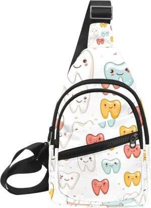 cute teeth (2) Sling Bag for Women Men Crossbody Shoulder Tote Blet Bags Backpack Fanny Pack Travel Purse