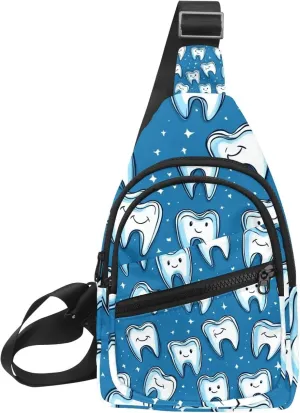Cute Teeth Crossbody Bag with Adjustable Shoulder Strap, Shoulder Bag for Men and Women Sling Backpack for Travel, Cycling, Work, Sport