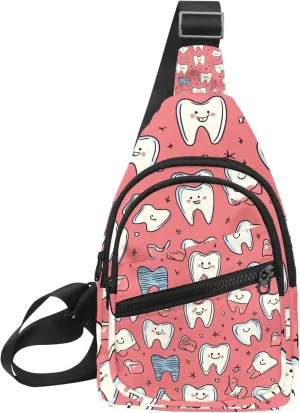 Cute Teeth Crossbody Bag with Adjustable Shoulder Strap, Shoulder Bag for Men and Women Sling Backpack for Travel, Cycling, Work, Sport