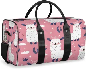 Cute Travel Duffle Bag, Sports Gym Bags for Women Men, Carry On Weekender Overnight Bag, Llama Alpaca Workout Hospital Airplane Trips Bag