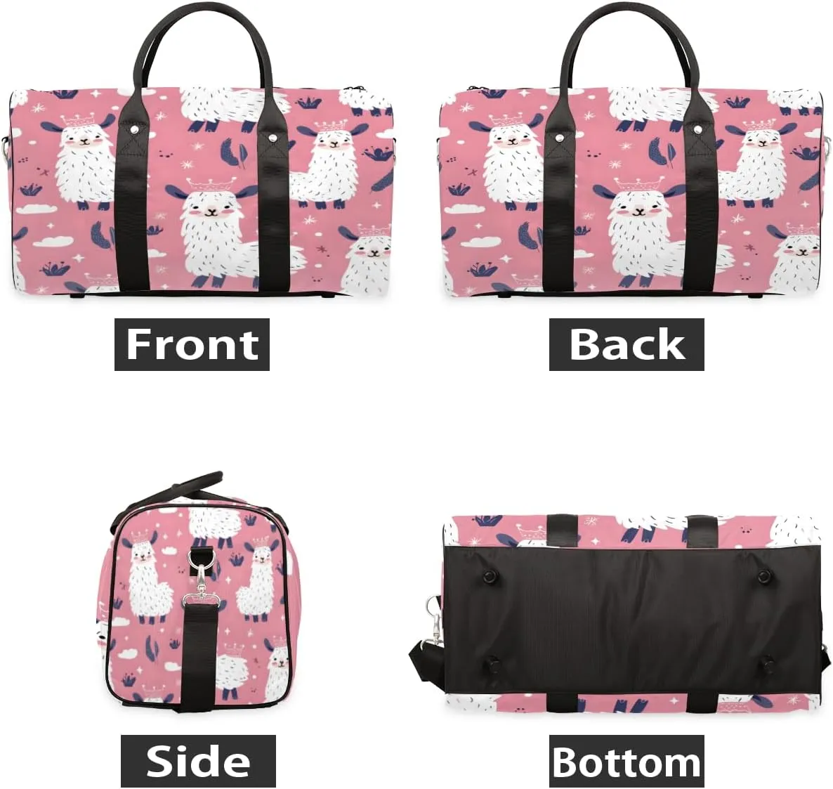 Cute Travel Duffle Bag, Sports Gym Bags for Women Men, Carry On Weekender Overnight Bag, Llama Alpaca Workout Hospital Airplane Trips Bag