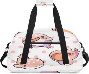 Cute Whale Gym Duffel Bag for Men Women Pink Polka Dots Sports Tote Bag with Adjustable Shoulder Strap for Dance Gymnastics Traveling Outdoor Camping Overnight Stay