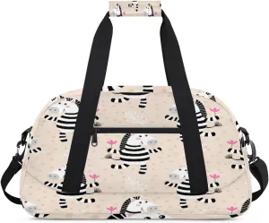 Cute Zebra Gym Duffel Bag for Men Women Cartoon Lmage Sports Tote Bag with Adjustable Shoulder Strap for Dance Gymnastics Traveling Outdoor Camping Overnight Stay