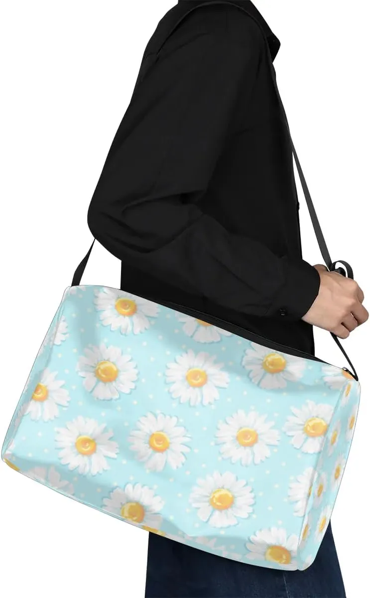 Daisys Print Small Gym Bag for Men Women Workout Sport Duffle Bag Waterproof Weekender Overnight Bag Lightweight Carry on Tote Bag Crossbody Shoulder Travel Bag for Swim Yoge Dance